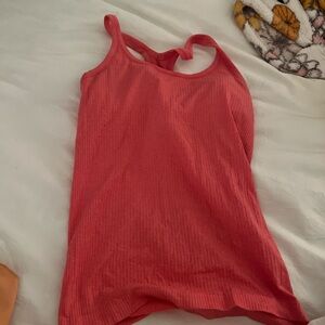 Lululemon Athletica Red Ribbed Tank Top